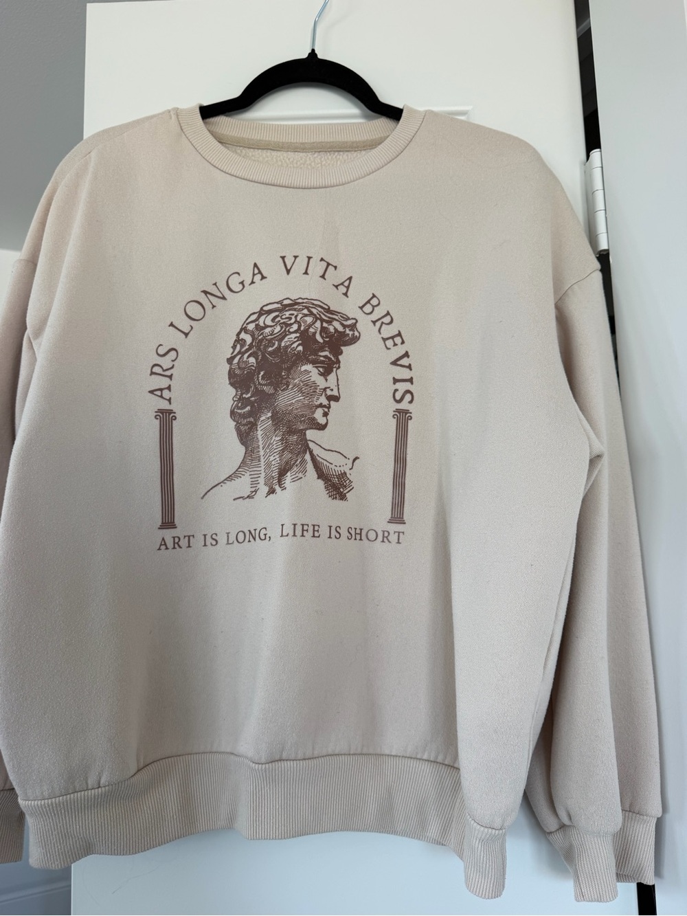 Beige Graphic Crewneck Sweatshirt
